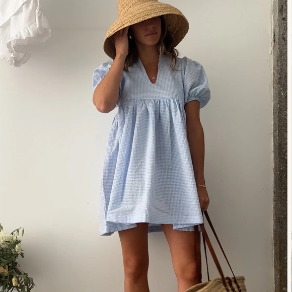 rouri Dresses & Skirts - NWT Rouri Sophie Dress Size M (fits more like small) Blue Gingham